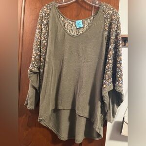 h.i.p. Brown Tan Dolman Sleeve Blouse